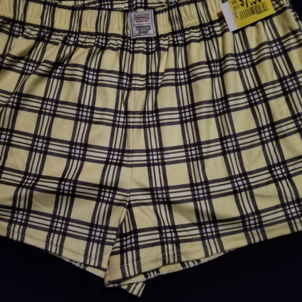 Justice Yellow and Black Plaid Women Shorts